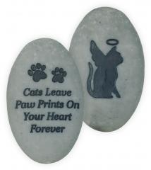 Rainbow Bridge Pet Stone - Cats Leave Paw Prints On Your Heart Forever