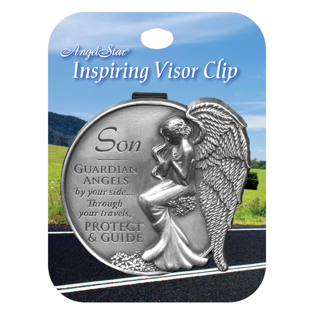 Details about   GRANDSON Guardian Angel Please Drive Carefully Auto Visor Clip Pewter USA NEW 