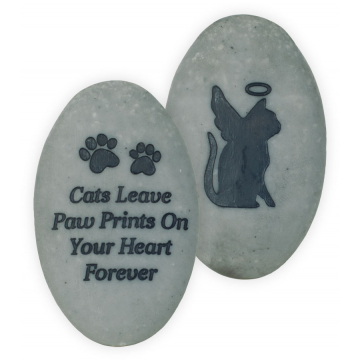 Rainbow Bridge Pet Stone - Cats Leave Paw Prints On Your Heart Forever