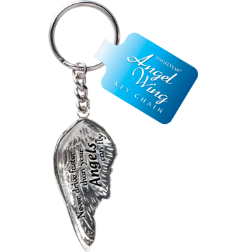 Never Drive Faster - Angel Wing Keychain